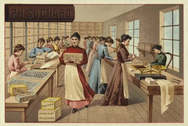 Chocolade inpakken in een fabriek